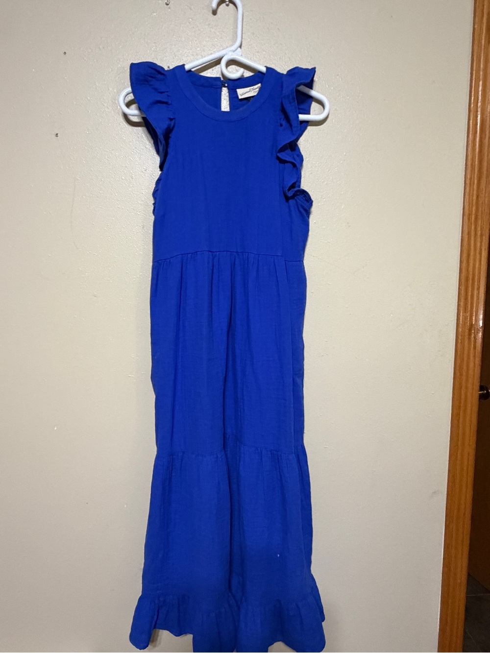 Woman’s cobolt blue dress small ruffled sleeves universal threads